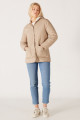 Loose Fit Rahat Kesim Kapüşonlu Çift Taraflı Sherpa Detaylı Kadın Bej Mont Loose Fit Rahat Kesim Kapüşonlu Çift Taraflı Sherpa Detaylı Kadın Bej Mont