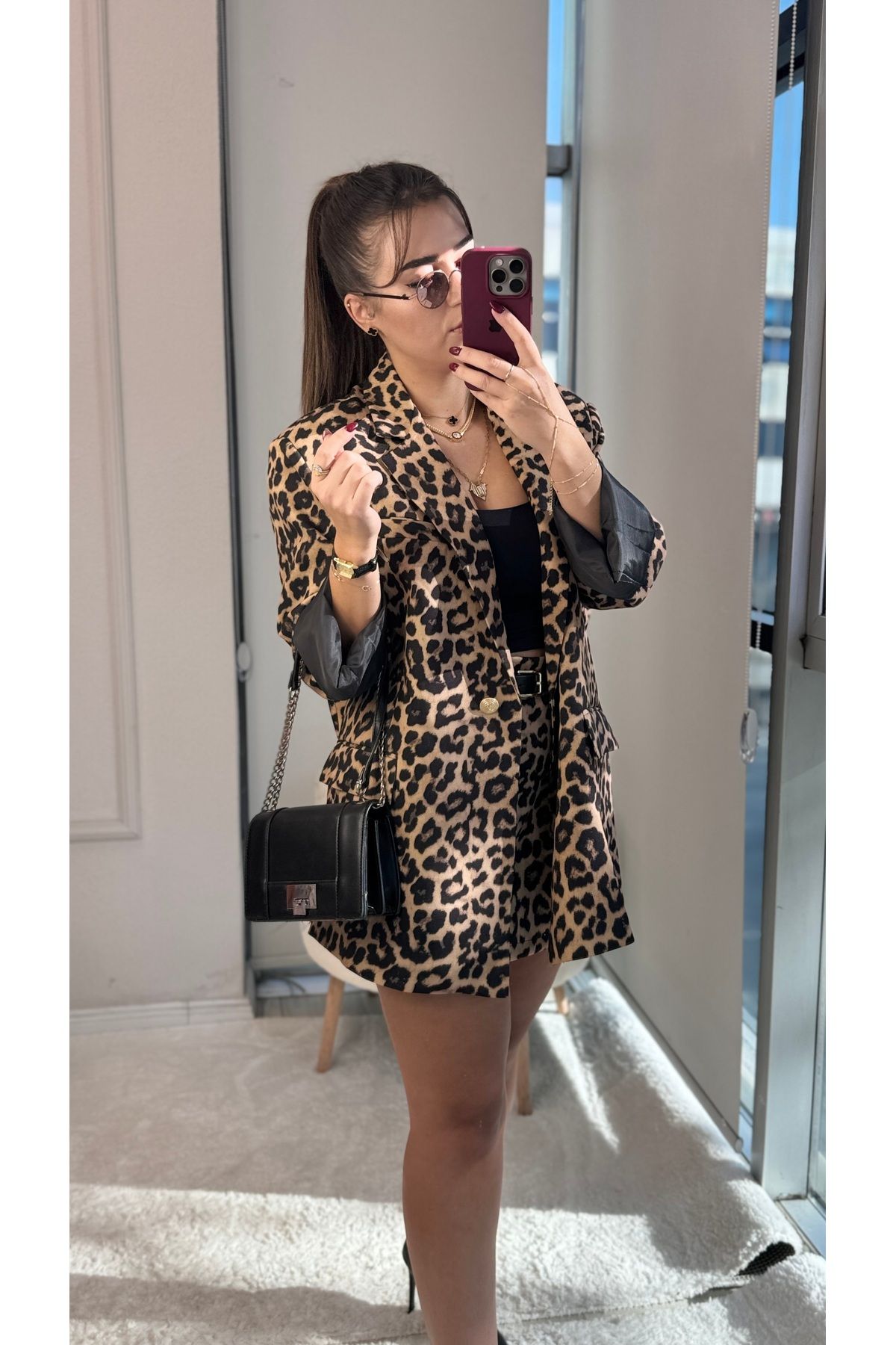 Oversize leopar ceket