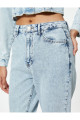 Yüksek Bel Kot Pantolon Crop Düz Paça - Mom Jean Yüksek Bel Kot Pantolon Crop Düz Paça - Mom Jean