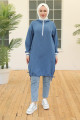 Kolları Ribanalı Kapüşonlu Tunik Indigo 24yt468 Kolları Ribanalı Kapüşonlu Tunik Indigo 24yt468