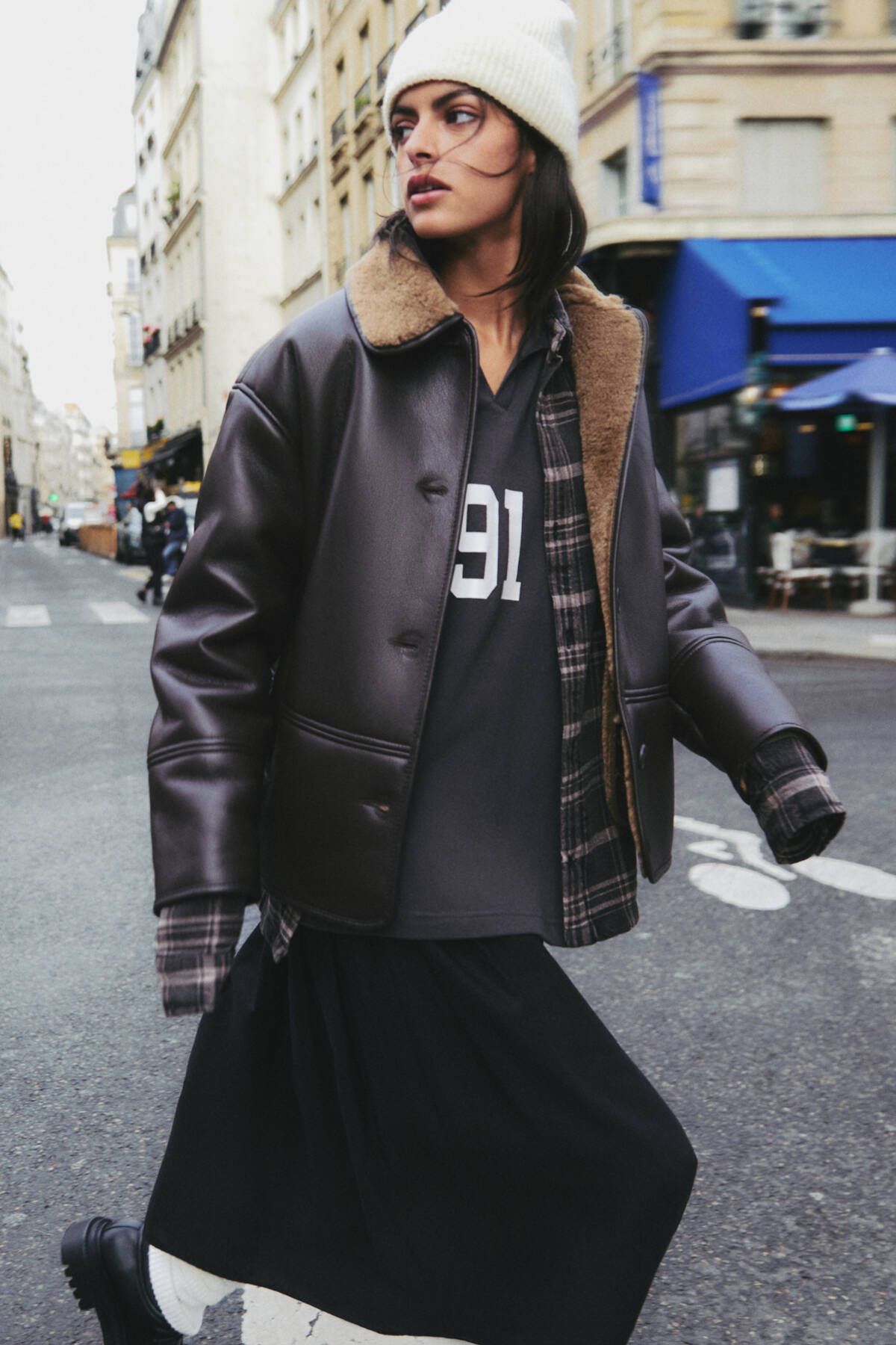 Suni yünlü astar detaylı retro ceket Suni yünlü astar detaylı retro ceket