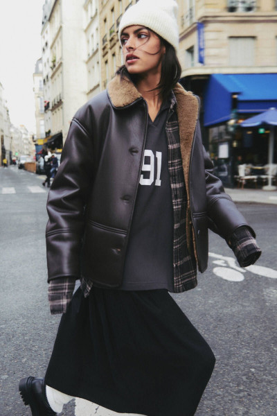 Suni yünlü astar detaylı retro ceket Suni yünlü astar detaylı retro ceket