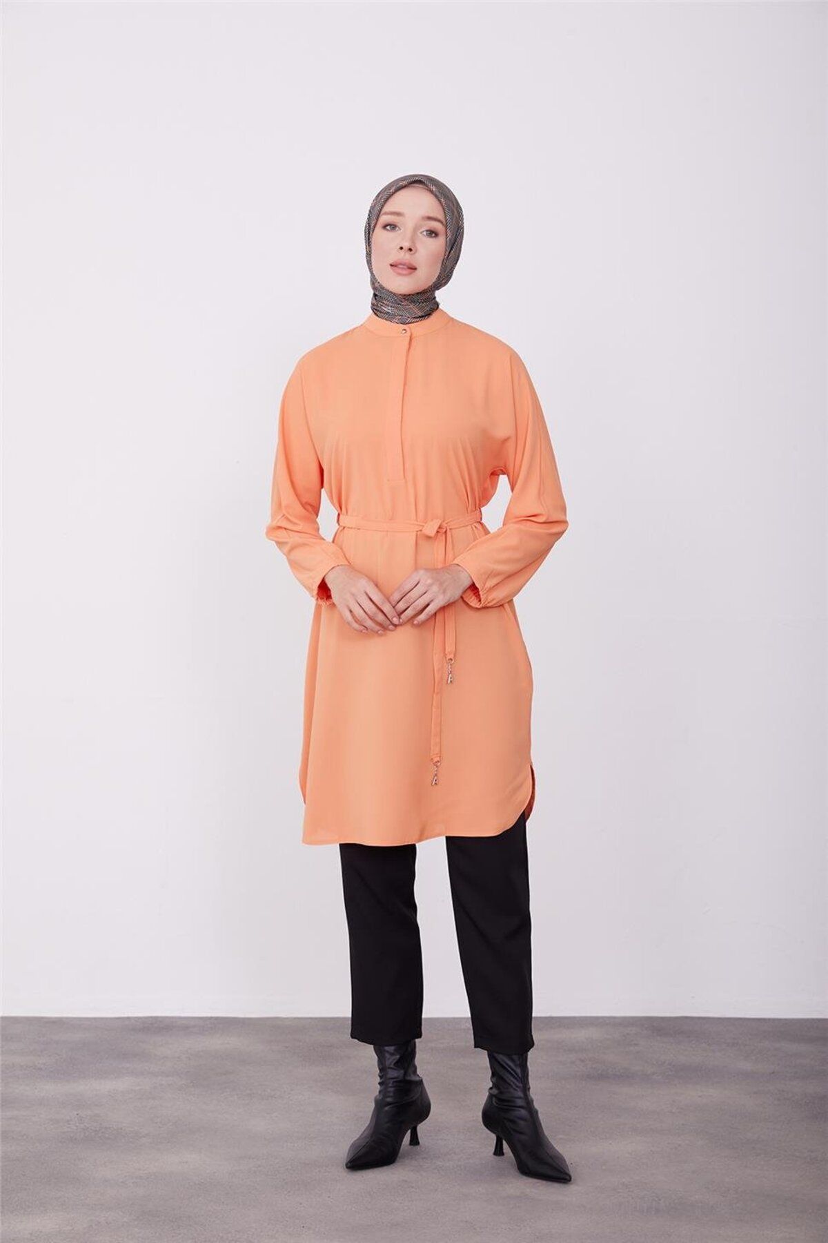 Lastikli Kemerli Tunik 23k4701 Mandarin Lastikli Kemerli Tunik 23k4701 Mandarin