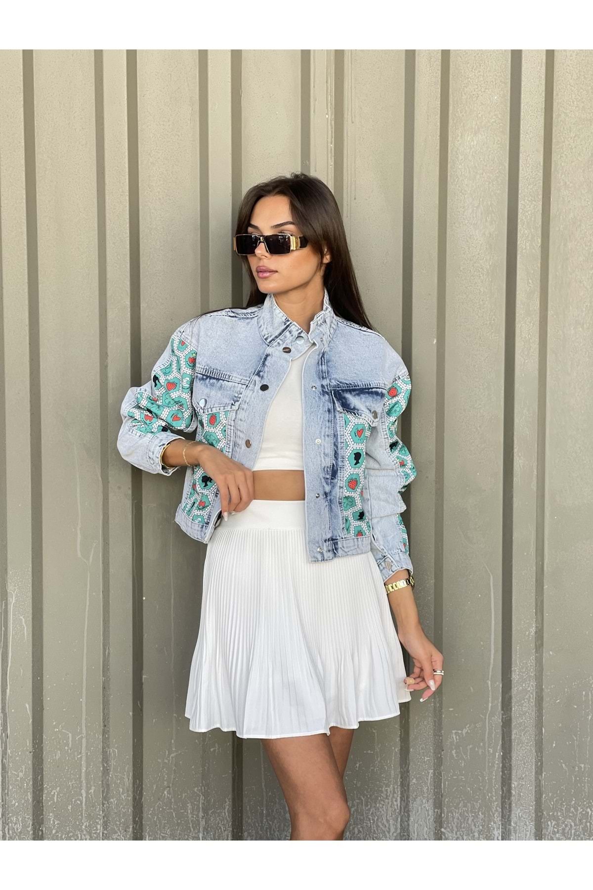 PS-1603 PACHWORK JEAN CEKET - ST00299-Mavi-S PS-1603 PACHWORK JEAN CEKET - ST00299-Mavi-S