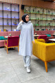 Kapşonlu Yandat Çıtçıtlı Sade Basic Uzun Tunik ve Pantolon İkili Spor Takım - 03071 - Gri Kapşonlu Yandat Çıtçıtlı Sade Basic Uzun Tunik ve Pantolon İkili Spor Takım - 03071 - Gri