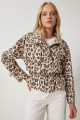 Leopar Desenli Gabardin Ceket BEJ KAHVERENGİ LSA0003 Leopar Desenli Gabardin Ceket BEJ KAHVERENGİ LSA0003