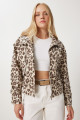 Leopar Desenli Gabardin Ceket BEJ KAHVERENGİ LSA0003 Leopar Desenli Gabardin Ceket BEJ KAHVERENGİ LSA0003