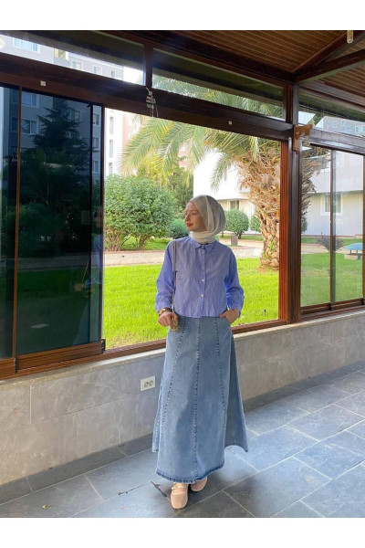 Parçalı Kloş ,uzun,cepli Kot Etek Parçalı Kloş ,uzun,cepli Kot Etek