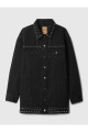 Kadın Siyah Zımba Detaylı Oversized Icon Denim Ceket Kadın Siyah Zımba Detaylı Oversized Icon Denim Ceket