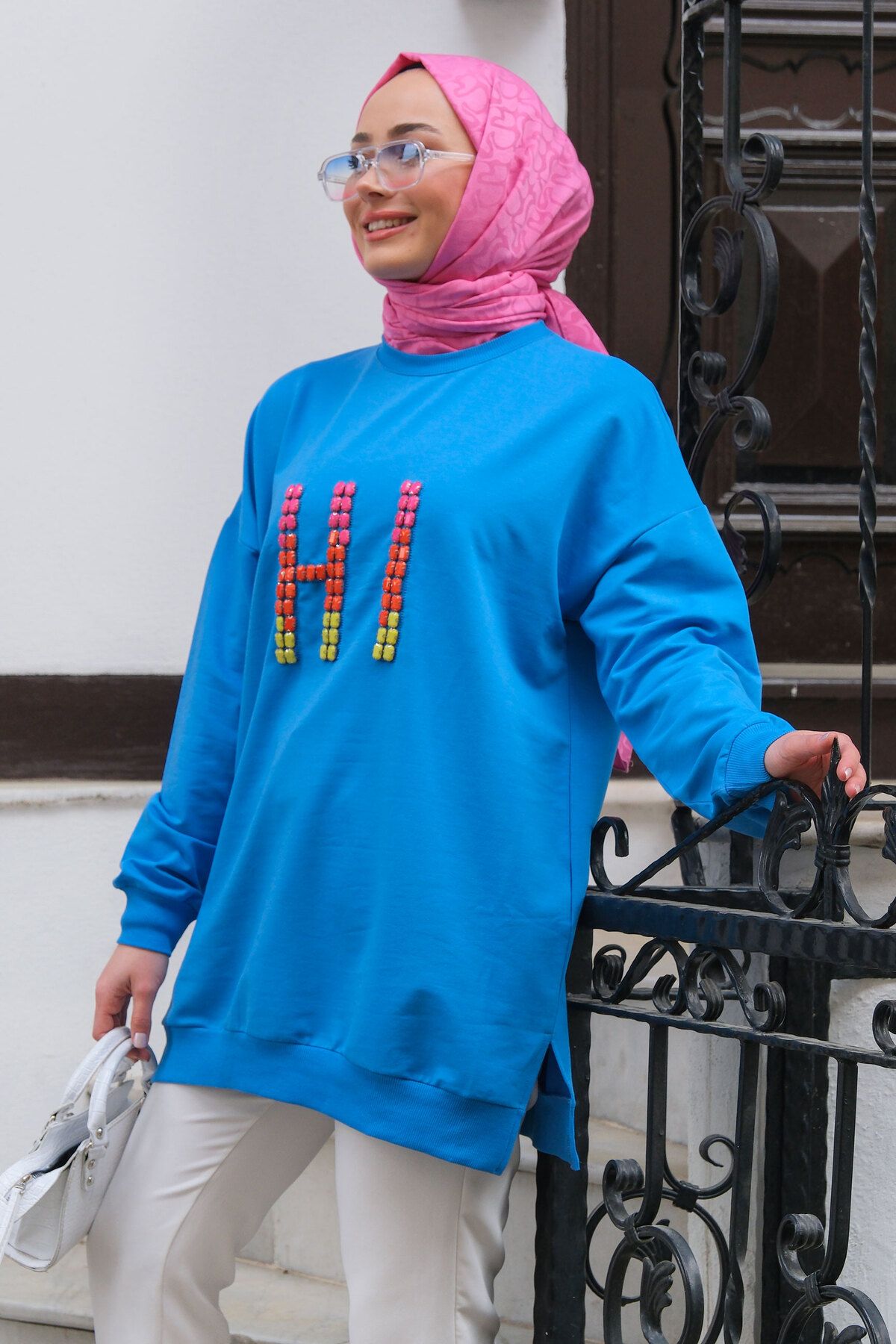 Kadın Taş İşlemeli Tunik Mavi Kadın Taş İşlemeli Tunik Mavi