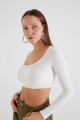 Yuvarlak Yaka Uzun Kol Seamless Crop Bluz B0361-k2k3