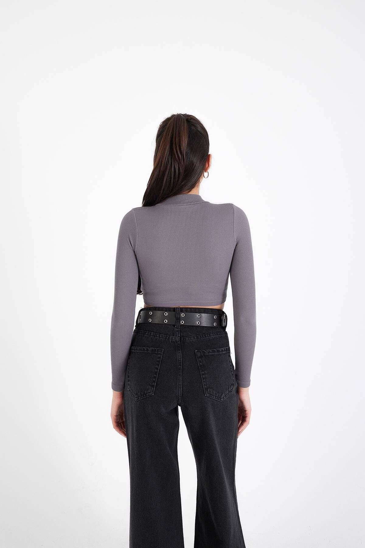 Uzun Kol Seamless Crop Bluz B0409-l5 Uzun Kol Seamless Crop Bluz B0409-l5