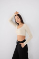 Yuvarlak Yaka Uzun Kol Seamless Crop Bluz B0361-k2k3