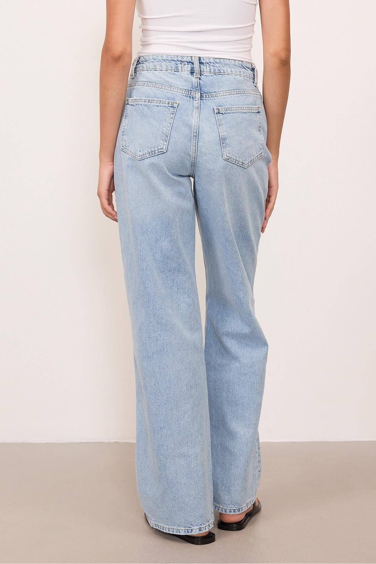 Yüksek Bel Yırtık Detaylı Jean Pantolon Ç.PN5198-PNF Yüksek Bel Yırtık Detaylı Jean Pantolon Ç.PN5198-PNF