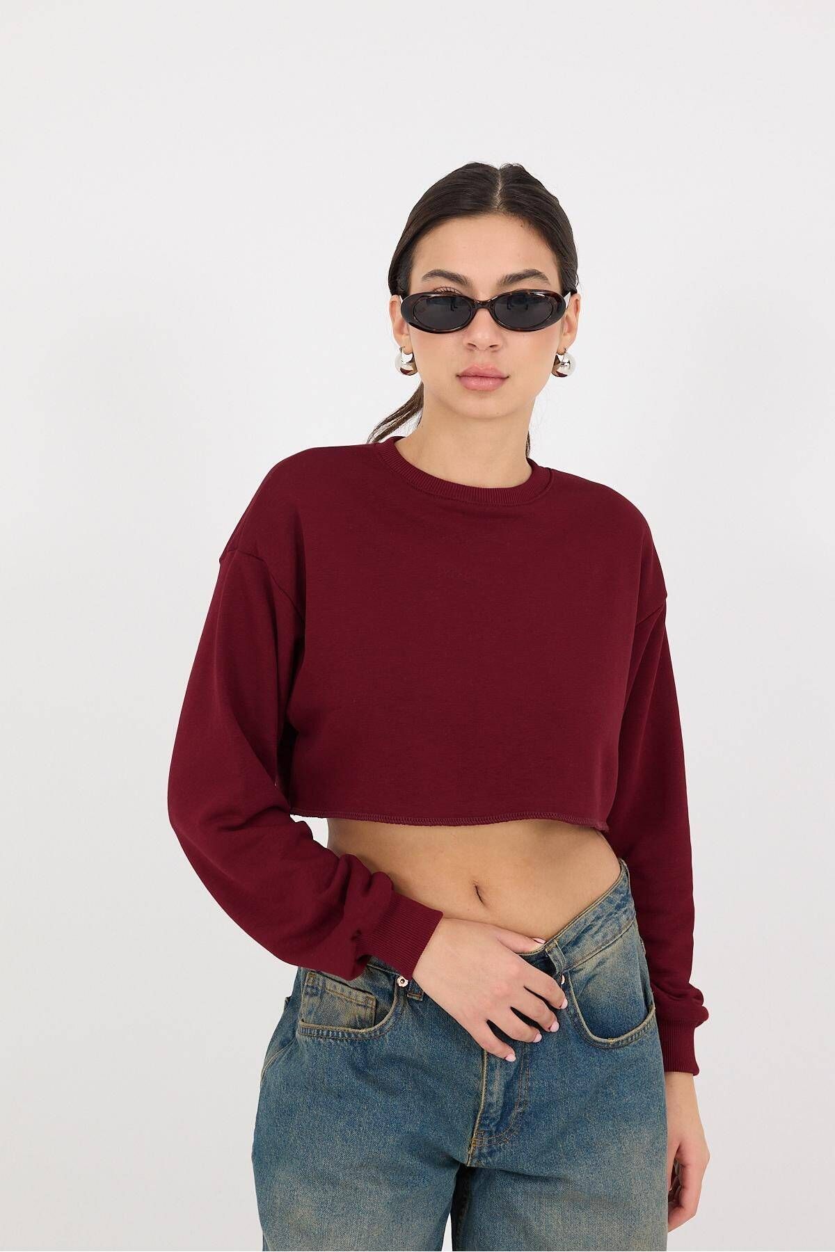 Bisiklet Yaka Crop Sweatshirt S135-X6