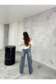 Kadın Soluk Efekt Vintage Yüksek Bel Wide Leg Jeans Kadın Soluk Efekt Vintage Yüksek Bel Wide Leg Jeans