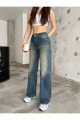 Kadın Soluk Efekt Vintage Yüksek Bel Wide Leg Jeans Kadın Soluk Efekt Vintage Yüksek Bel Wide Leg Jeans