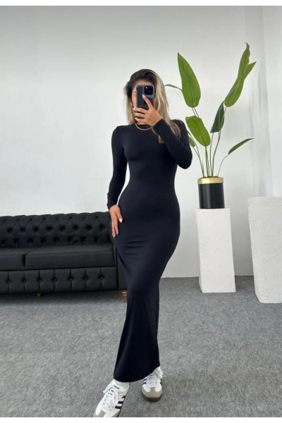 Kadın Siyah Hailey Uzun Kollu Likralı Maxi Elbise (Mevsimlik ve Kışlık ) Kadın Siyah Hailey Uzun Kollu Likralı Maxi Elbise (Mevsimlik ve Kışlık )