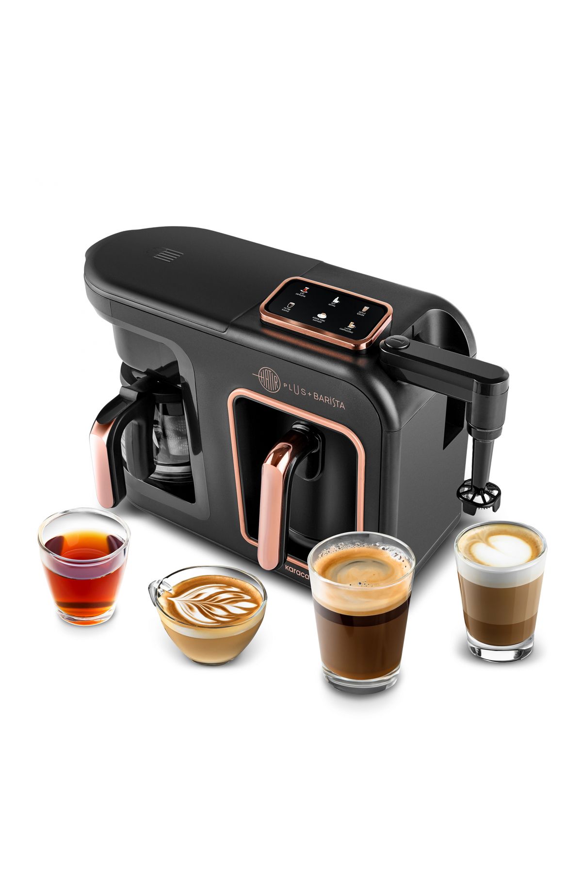 Hatır Plus Barista 6 in 1 Latte Cappucino ve Közde Türk Kahvesi Makinesi Black Copper