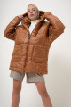 Kadın Taba Kapüşonlu Fleto Cepli Puffer Fashion Oversize Şişme Mont PRM1107 Kadın Taba Kapüşonlu Fleto Cepli Puffer Fashion Oversize Şişme Mont PRM1107