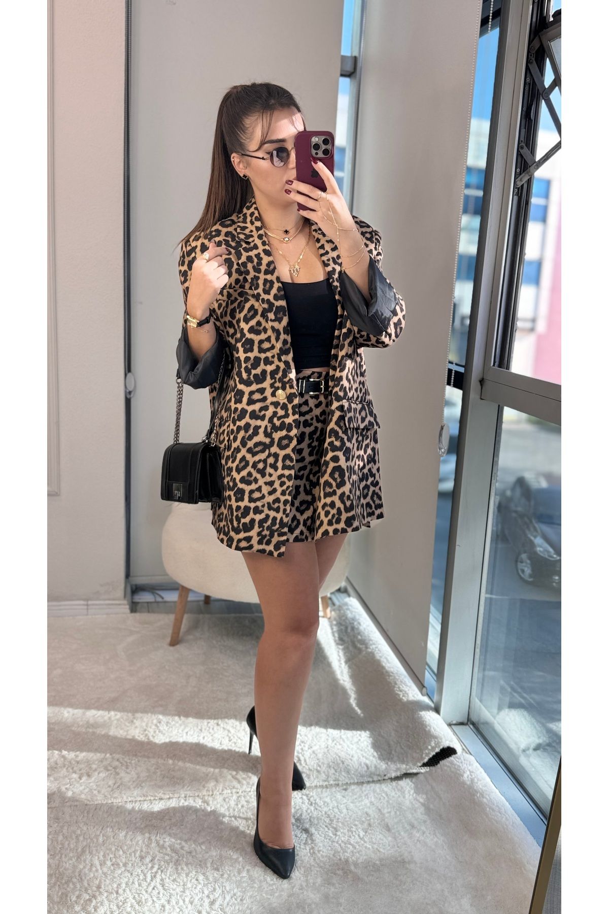 Oversize leopar ceket Oversize leopar ceket