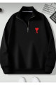 Siyah Dik Yaka Ami Baskılı Kazak Sweatshirt Siyah Dik Yaka Ami Baskılı Kazak Sweatshirt