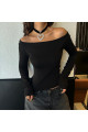 Siyah Madonna Yaka Uzun Kollu Crop Bluz Siyah Madonna Yaka Uzun Kollu Crop Bluz