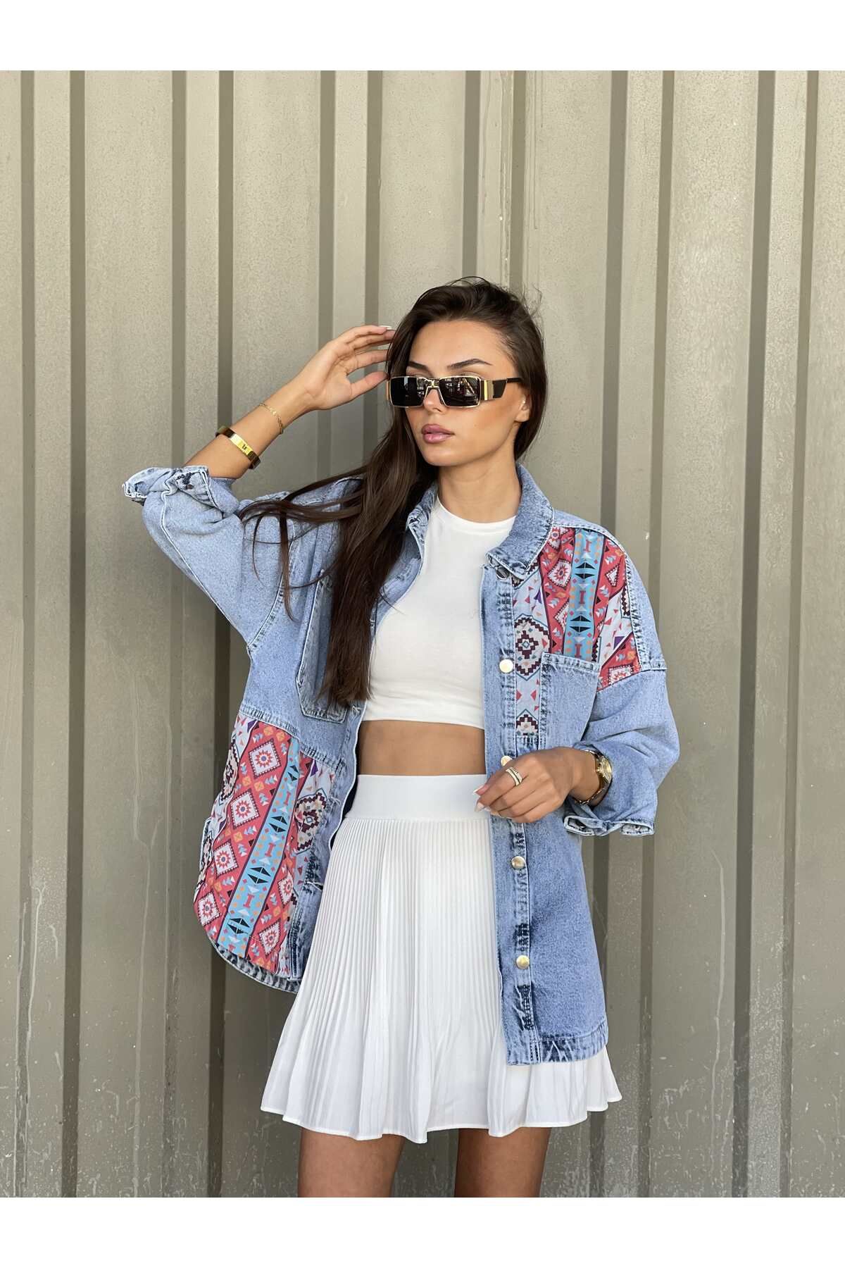 PS-PACHWORK JEAN CEKET - ST00286-Mavi-L