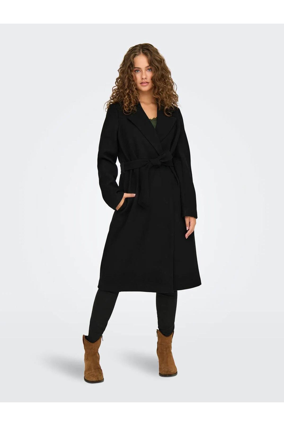 Kadın Kaban Siyah 15314362 Onlalvılda Lıfe Wrap Coat