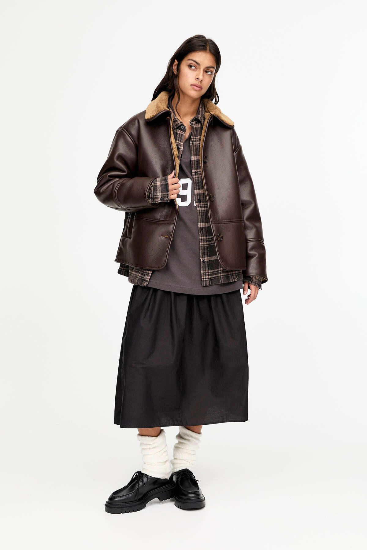 Suni yünlü astar detaylı retro ceket Suni yünlü astar detaylı retro ceket