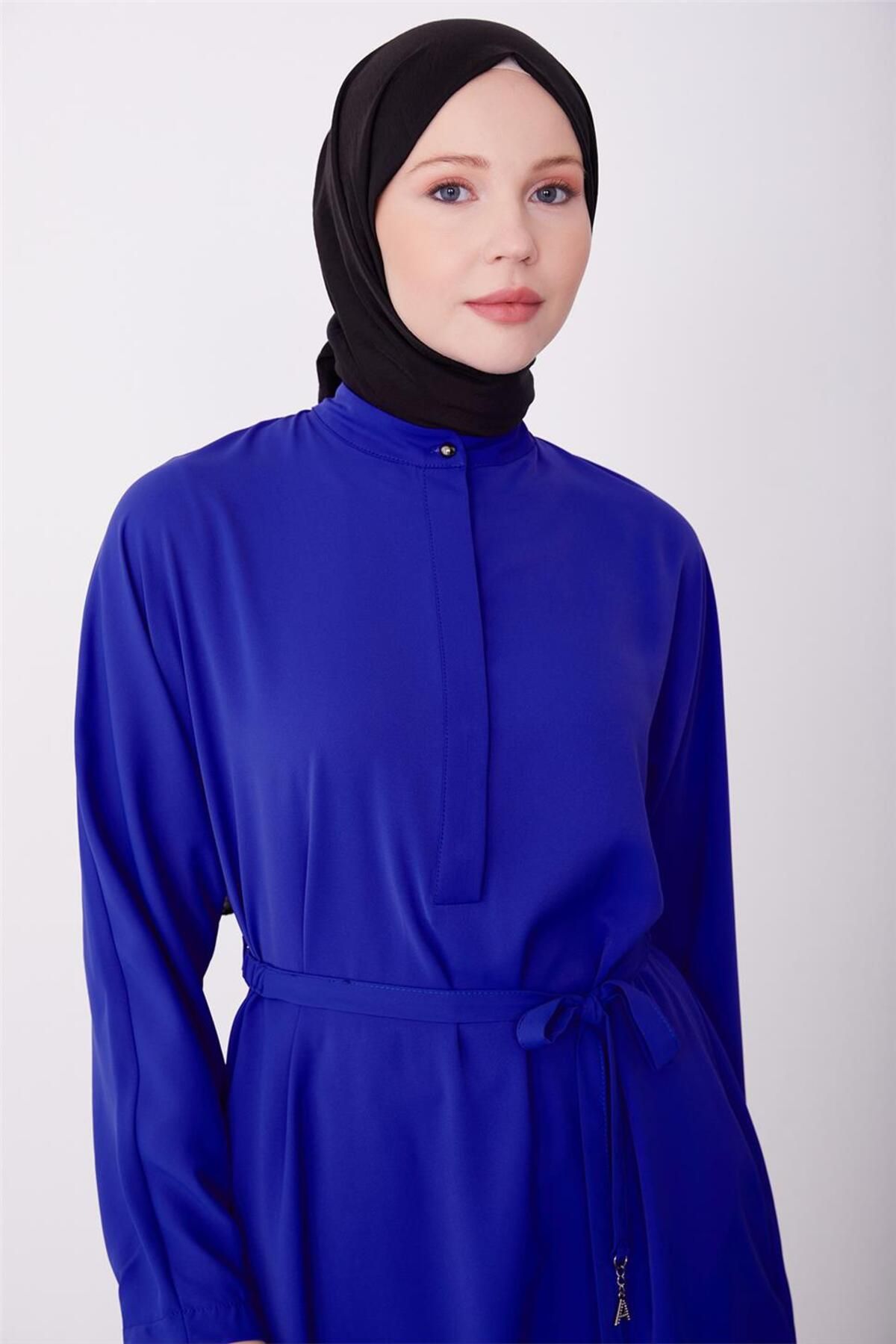 Lastikli Kemerli Tunik 23k4701 Morcivert Lastikli Kemerli Tunik 23k4701 Morcivert