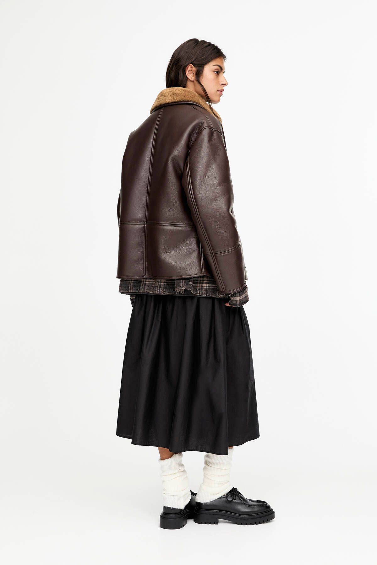 Suni yünlü astar detaylı retro ceket Suni yünlü astar detaylı retro ceket