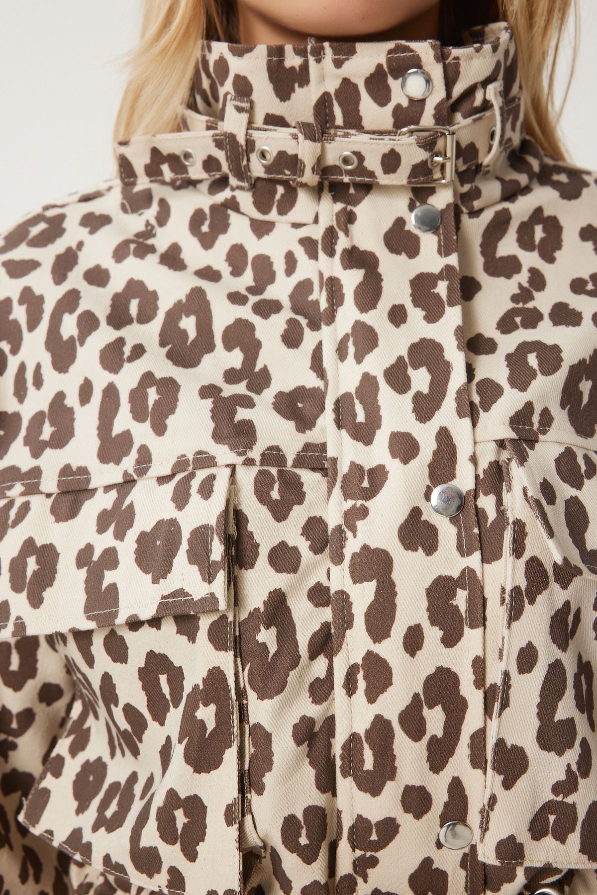 Leopar Desenli Gabardin Ceket BEJ KAHVERENGİ LSA0003 Leopar Desenli Gabardin Ceket BEJ KAHVERENGİ LSA0003