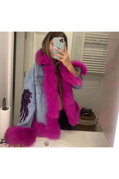 Pembe Kürklü kot ceket Pembe Kürklü kot ceket