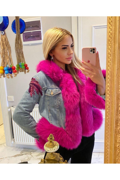 Pembe Kürklü kot ceket Pembe Kürklü kot ceket