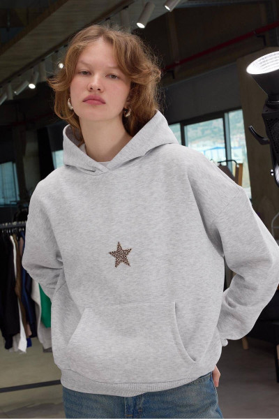 Leopar Yıldızlı Şardonlu Sweatshirt S1617 Leopar Yıldızlı Şardonlu Sweatshirt S1617