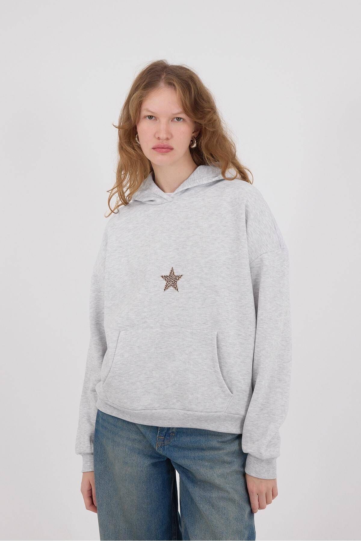 Leopar Yıldızlı Şardonlu Sweatshirt S1617