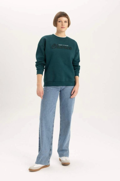 Relax Fit Bisiklet Yaka Baskılı Kalın Sweatshirt B6586ax23wn Relax Fit Bisiklet Yaka Baskılı Kalın Sweatshirt B6586ax23wn