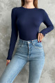 Lacivert Bisiklet Yaka Basic Uzun Kollu Body Lacivert Bisiklet Yaka Basic Uzun Kollu Body
