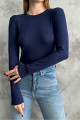 Lacivert Bisiklet Yaka Basic Uzun Kollu Body Lacivert Bisiklet Yaka Basic Uzun Kollu Body