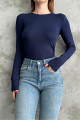 Lacivert Bisiklet Yaka Basic Uzun Kollu Body Lacivert Bisiklet Yaka Basic Uzun Kollu Body