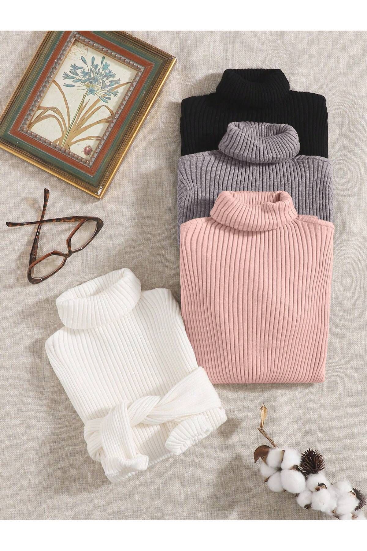 Unisex Siyah-gri-beyaz-pembe Pamuklu Balıkçı Yaka Kaşkorse Şardonlu Slimfit Boğazlı Kazak Unisex Siyah-gri-beyaz-pembe Pamuklu Balıkçı Yaka Kaşkorse Şardonlu Slimfit Boğazlı Kazak