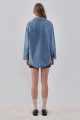 Mavi Oversize Metal Düğmeli Denim Gömlek Ceket Mavi Oversize Metal Düğmeli Denim Gömlek Ceket
