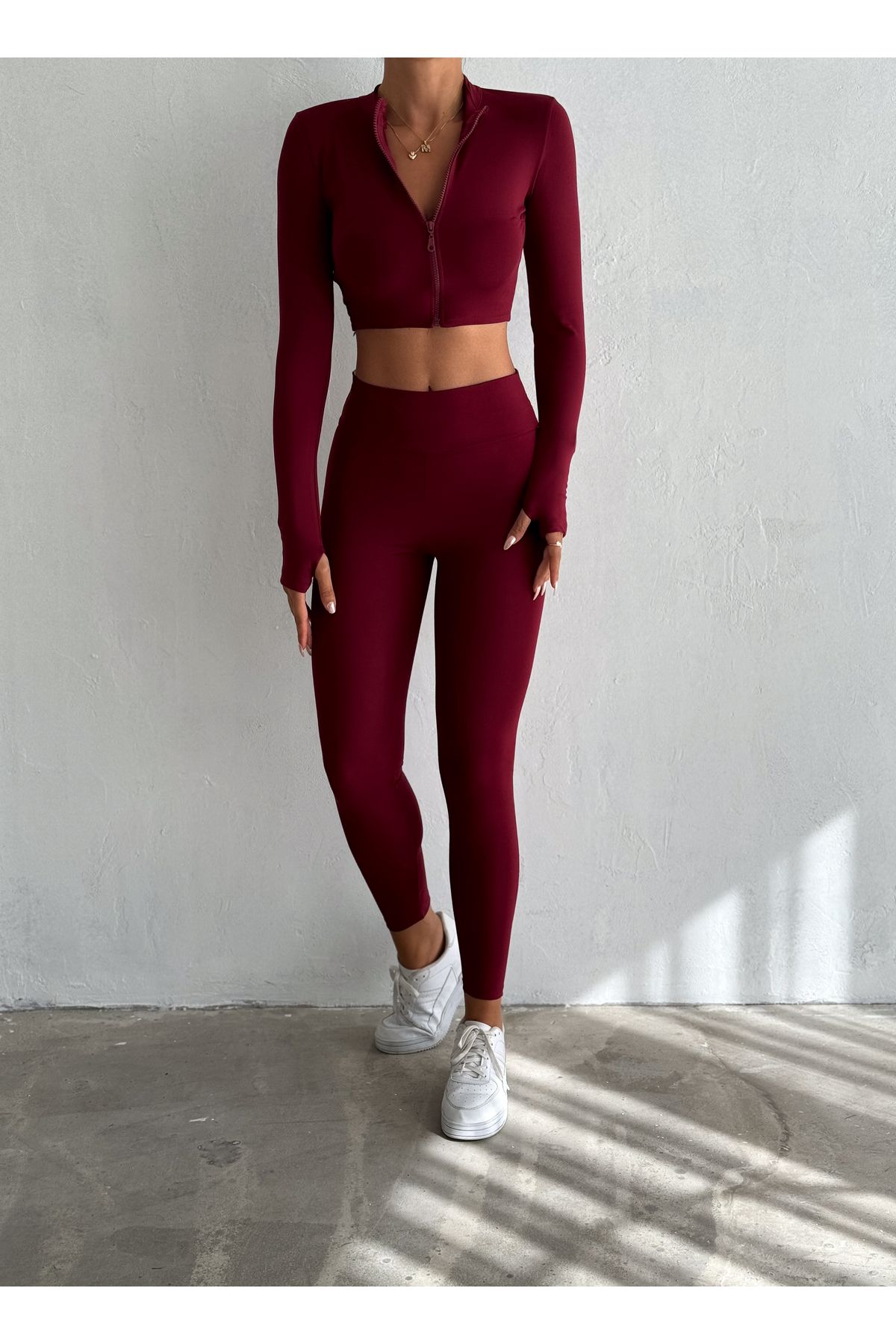 Slim Fit Yüksek Bel Toparlayıcı Crop Seamless Kadın Tayt Takım