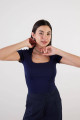 U Yaka Kısa Kollu Basic Bluz P3872-t9 U Yaka Kısa Kollu Basic Bluz P3872-t9