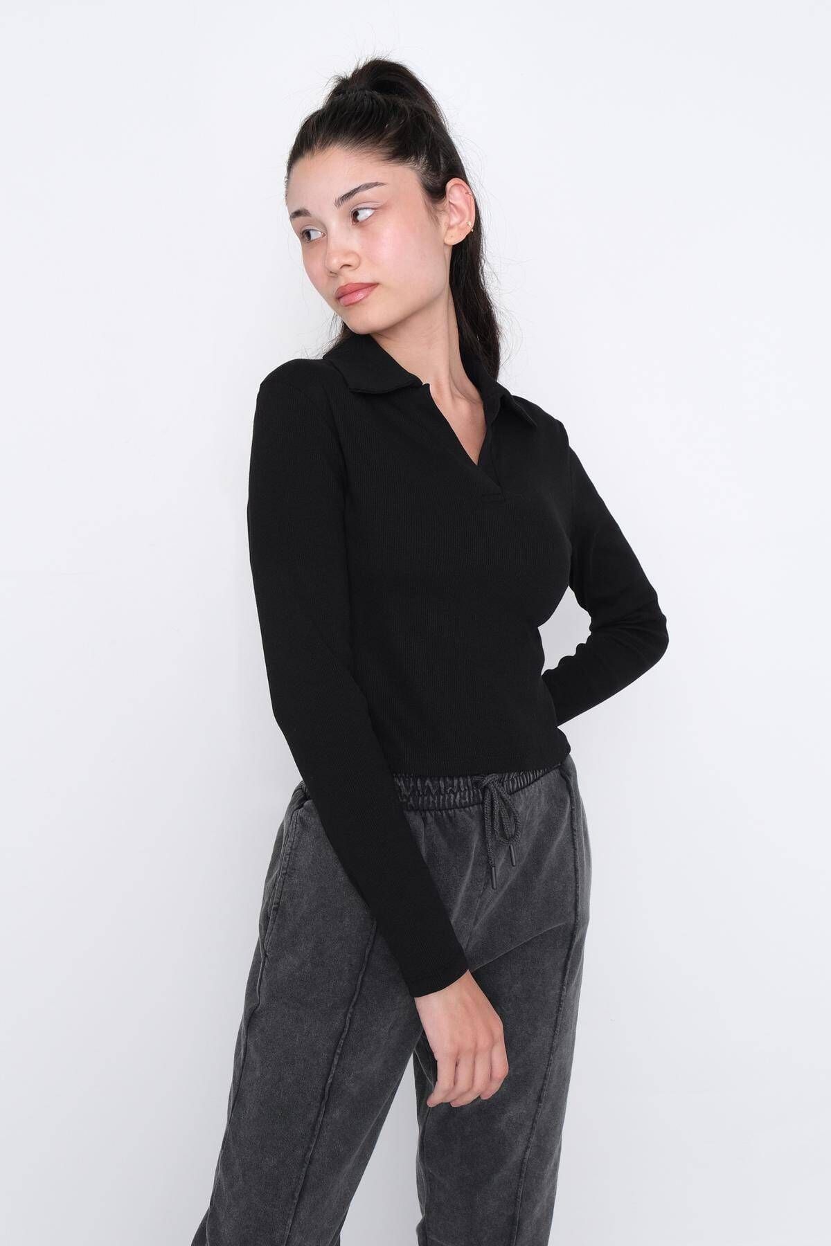 Polo Yaka Uzun Kollu Bluz B1125-X7 Polo Yaka Uzun Kollu Bluz B1125-X7