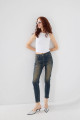 Eskitme Detaylı Skinny Jean Pantolon PN13672-PNK