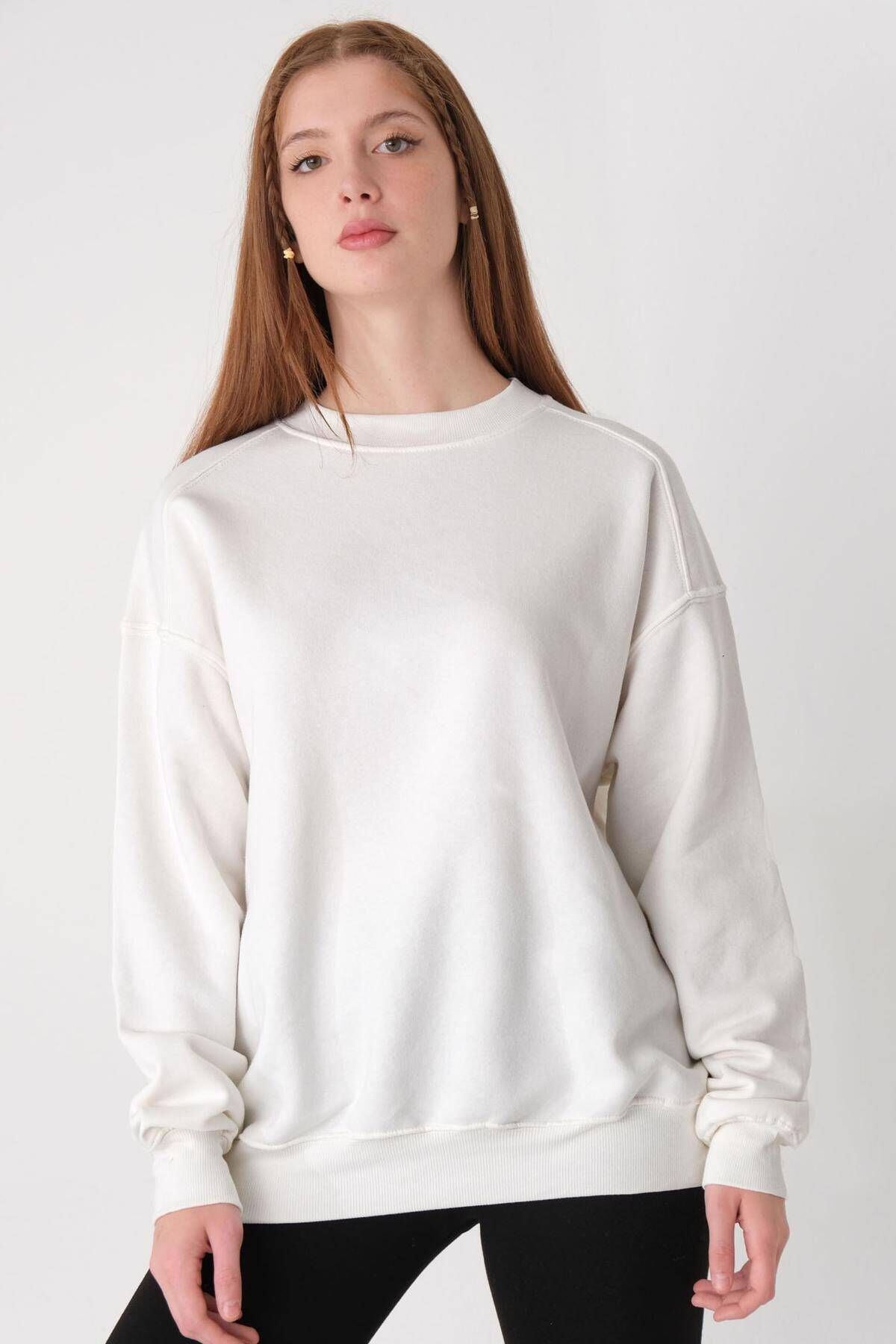 Bisiklet Yaka Şardonlu Basic Sweatshirt S3408-k11