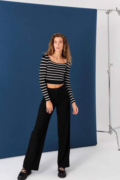 Yüksek Bel Wide Leg Pantolon Pn8130 - Dk14 Yüksek Bel Wide Leg Pantolon Pn8130 - Dk14