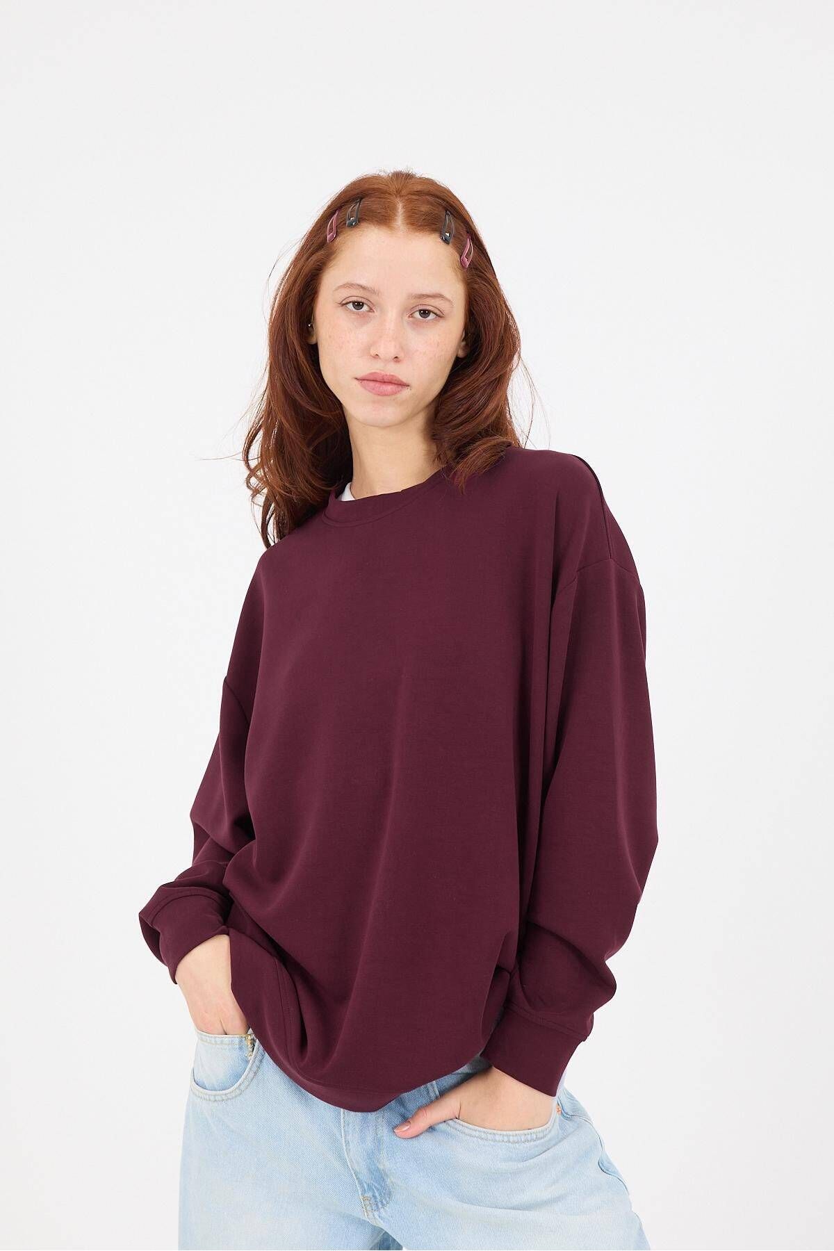 Bisiklet Yaka Oversize Modal Sweatshirt S16801-U11